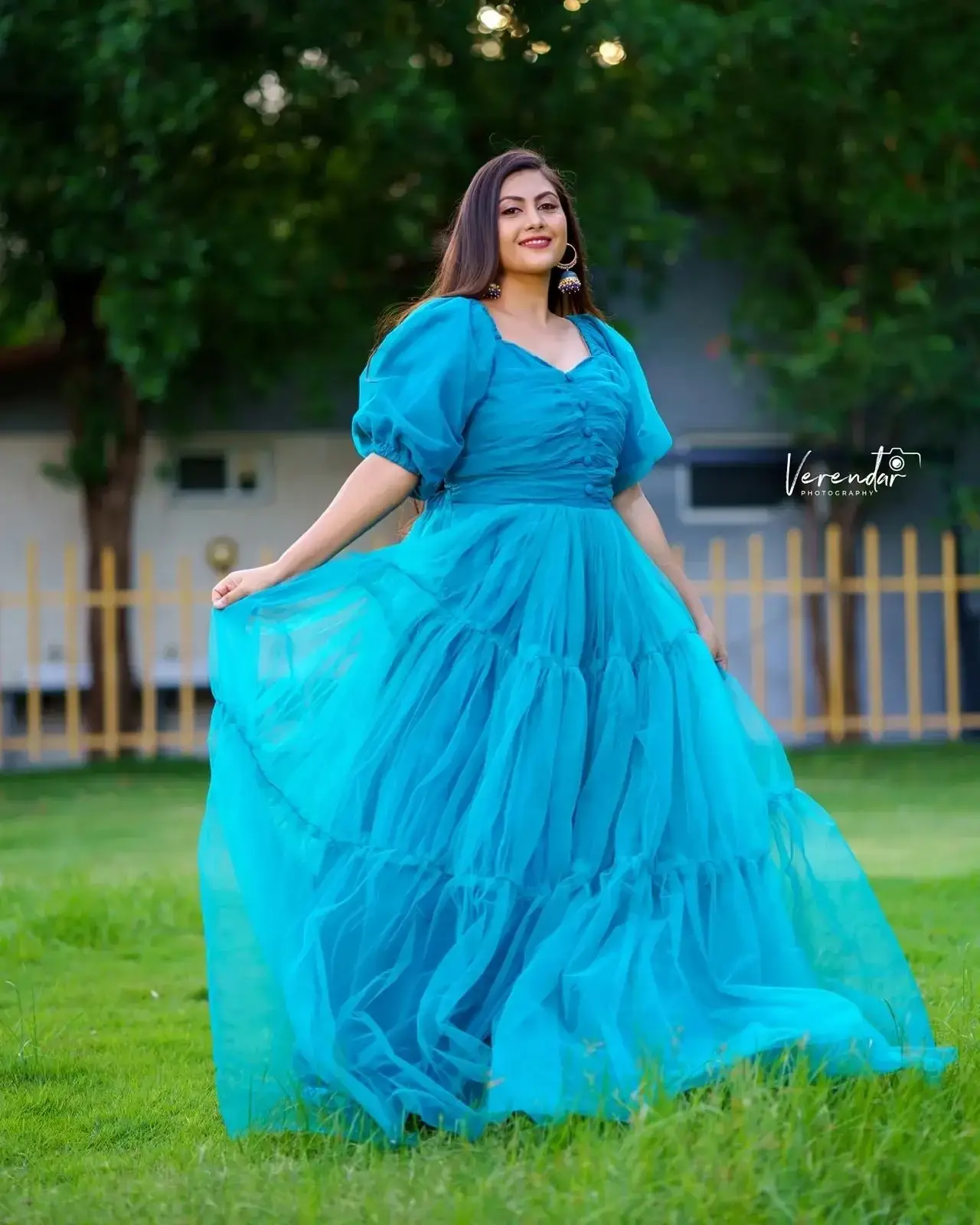 Indian TV Model Priyanka Naidu Long hair Pics in Blue Dress